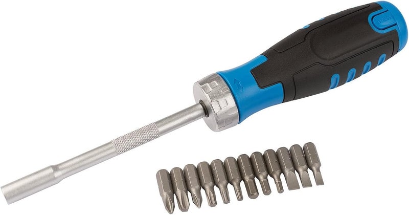 Draper 13 Piece Ratchet Screwdriver Set with Internal Storage - Blue and Black - Image 1