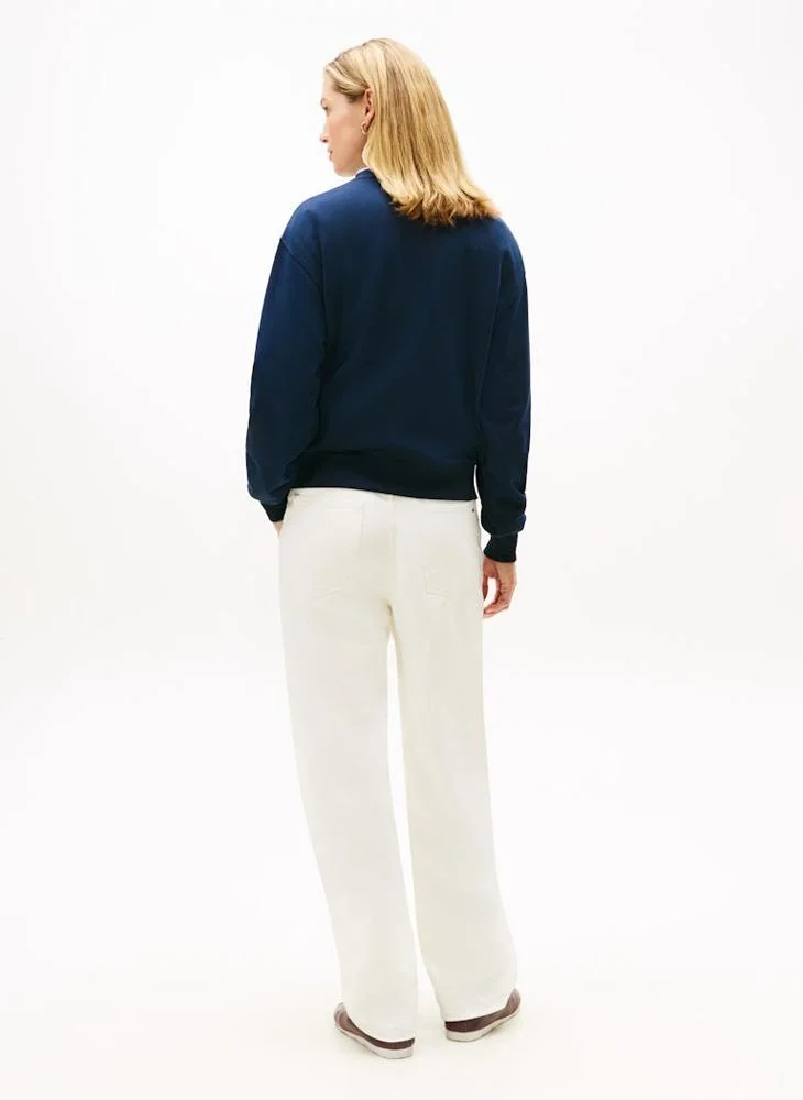 تومي هيلفيغر سويت شيرت بياقة دائرية وشعار