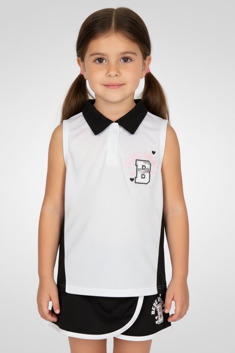 bebe Kids Girl 2 Pcs Brand Logo Outdoor Top And Skort Set, Multicolor - Image 1