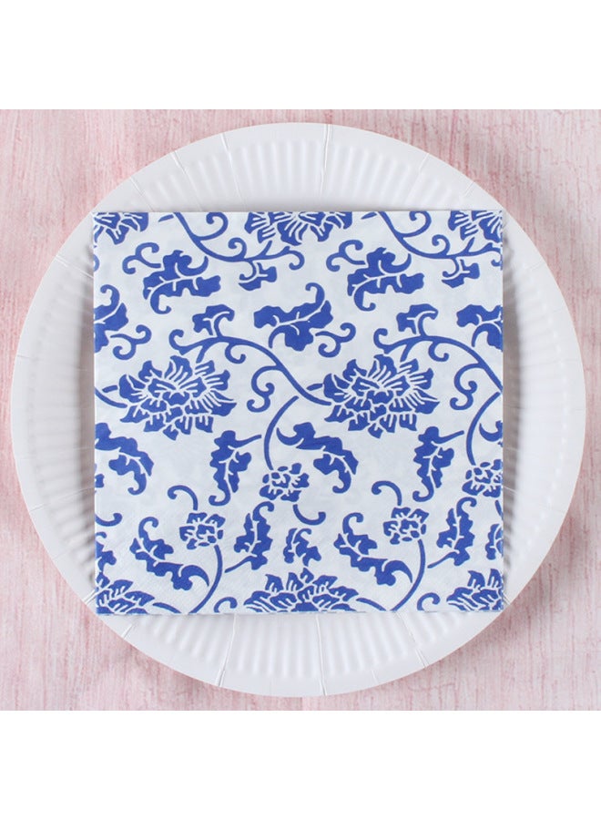 Printed Square Paper Party Decoration Vintage Napkin Household Napkin Western Restaurant Holiday Tableware Paper Towel-Color:Monochrome Printing-Specifications:Gold 4-20 Sheets - Image 2