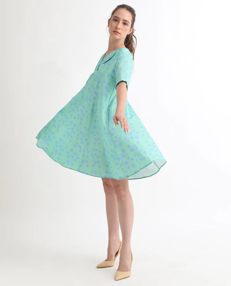 Rareism Women's Playful Polka Dots Circular Flare Dress