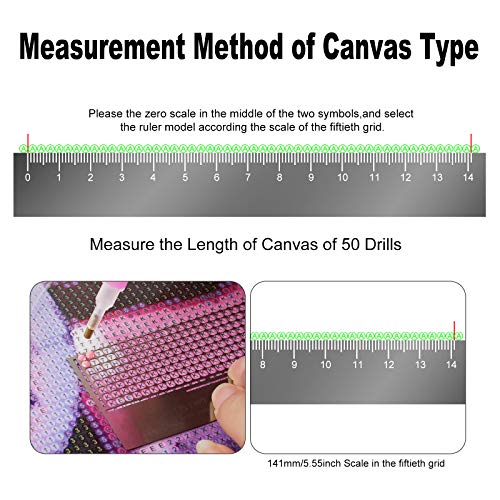 Mwoot 5D Diamond Pasted Painting Ruler and Adjustment Fix Tool, DIY Stainless Steel Diamond Art Painting Mesh Ruler with 360 Blank Grids (141mm) - Image 4