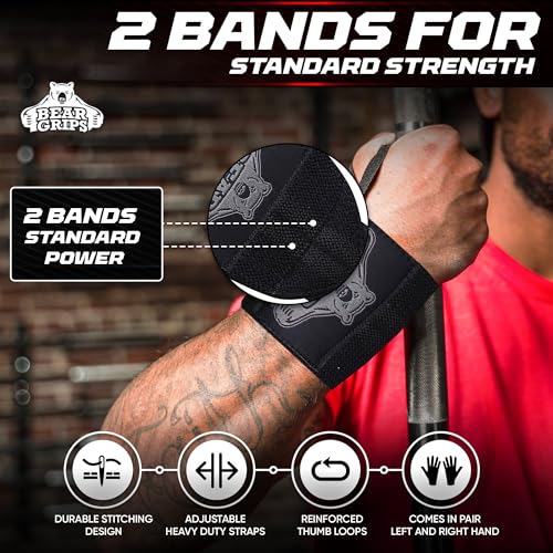 Bear Grips Wrist Wraps for Weightlifting Weight Lifting Wrist Straps for Weightlifting Extra Strength Gym Wrist Wraps Two Wrist Wrap Per Pack 12 18 Lifting for Men Women - Image 3