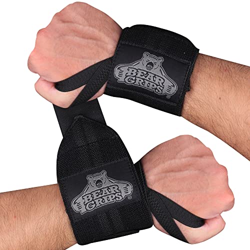 Bear Grips Wrist Wraps for Weightlifting Weight Lifting Wrist Straps for Weightlifting Extra Strength Gym Wrist Wraps Two Wrist Wrap Per Pack 12 18 Lifting for Men Women - Image 1