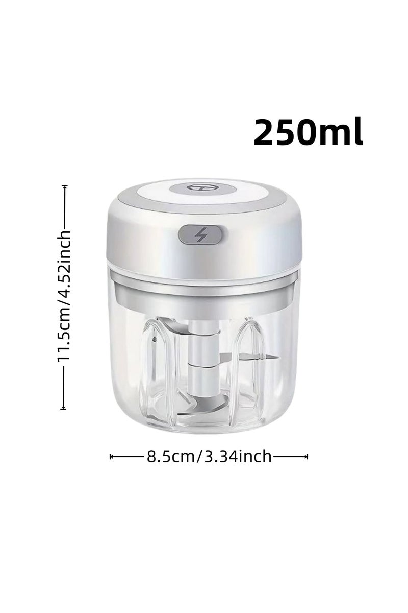 طقم 2 فرّامة ثوم كهربائية، سعة 250 مل، لفرم الخضروات، وفرّامة طعام صغيرة، مفرمة ثوم صغيرة تعمل بمنفذ USB، لفرم البصل والأطعمة، محضرة طعام محمولة بحجم صغير (أبيض وأخضر) - Image 3