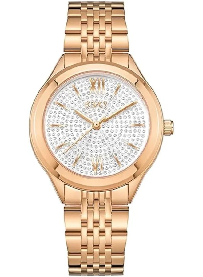 إكستاسي ECSTACY Women's 2035 Movement Watch, Analog Display and Stainless Steel Strap - E23517-RBKS, Rose Gold