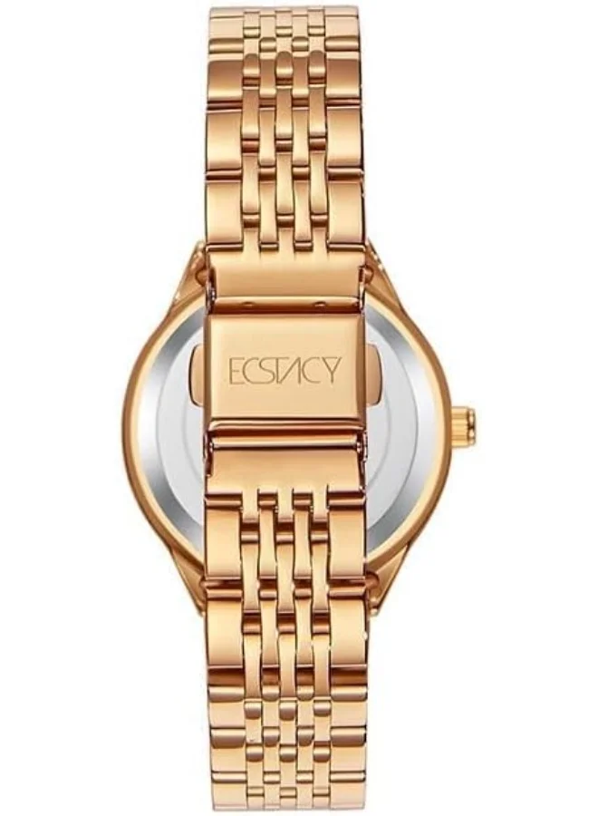ECSTACY ECSTACY Women's 2035 Movement Watch, Analog Display and Stainless Steel Strap - E23517-RBKS, Rose Gold