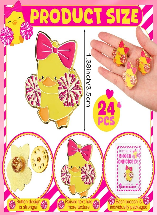 Quelay 24 Pack Cheer Team Gifts Bulk Cheerleader Duck Pins Brooches You've Been Cheer Ducked Tags Team Inspirational Gift Accessories for Teammates, 1.38 inches, enamel, no gemstone - Image 2