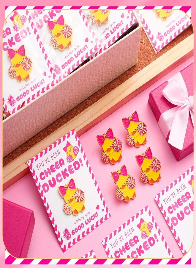 Quelay 24 Pack Cheer Team Gifts Bulk Cheerleader Duck Pins Brooches You've Been Cheer Ducked Tags Team Inspirational Gift Accessories for Teammates, 1.38 inches, enamel, no gemstone - Image 3