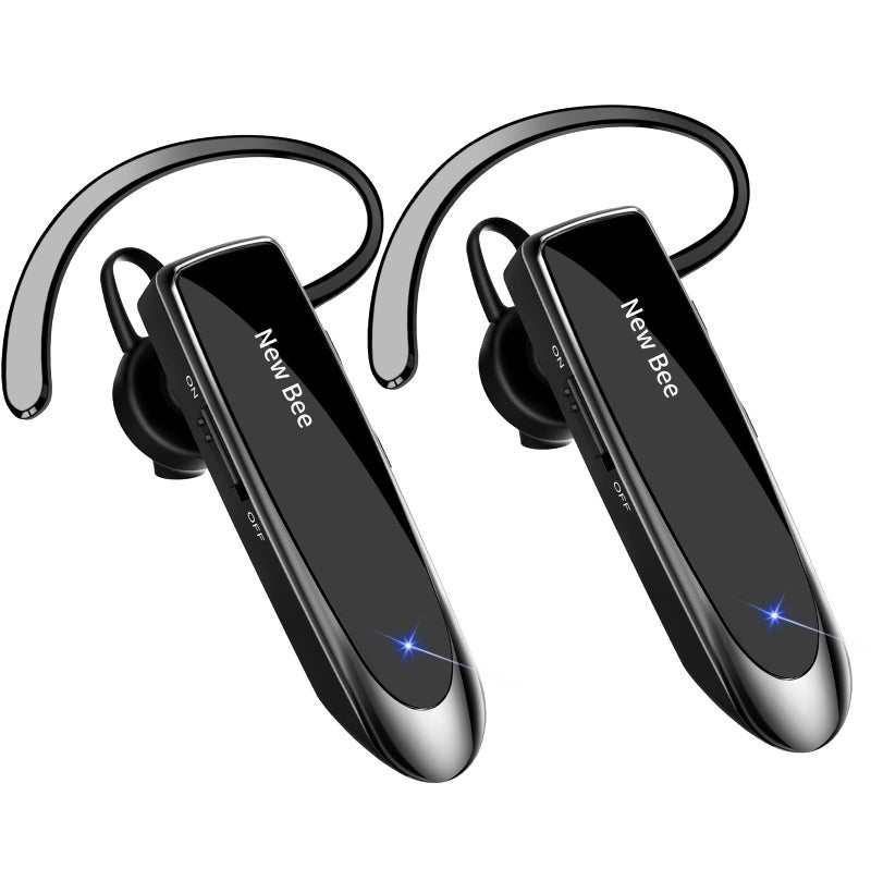 New Bee [2 Pack] Bluetooth Earpiece Wireless Handsfree Headset V5.0 24 Hrs Driving with Mic 60 Days Standby Bluetooth Headset for iPhone Android Samsung Driver - Image 1