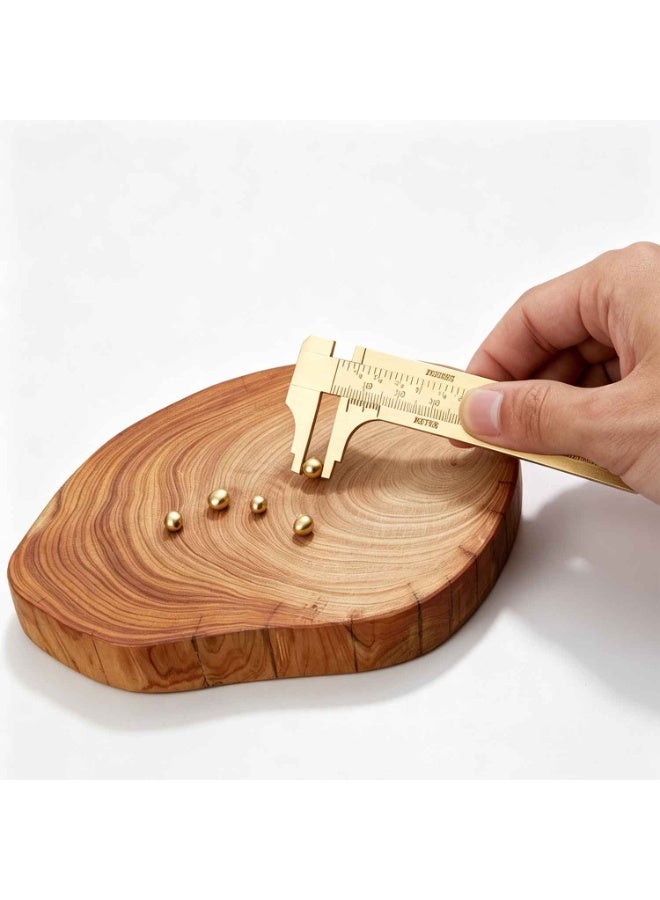 Brass Vernier Caliper,Double Scale Pocket Handy Caliper,Measuring Mini Tool,Sliding Gauge Metal Pocket Ruler,Caliper Measuring Tool with Inch/Millimeter,for Bead Wire Jewels Rings Measurement,0-4 Inch/0-100 mm - Image 1
