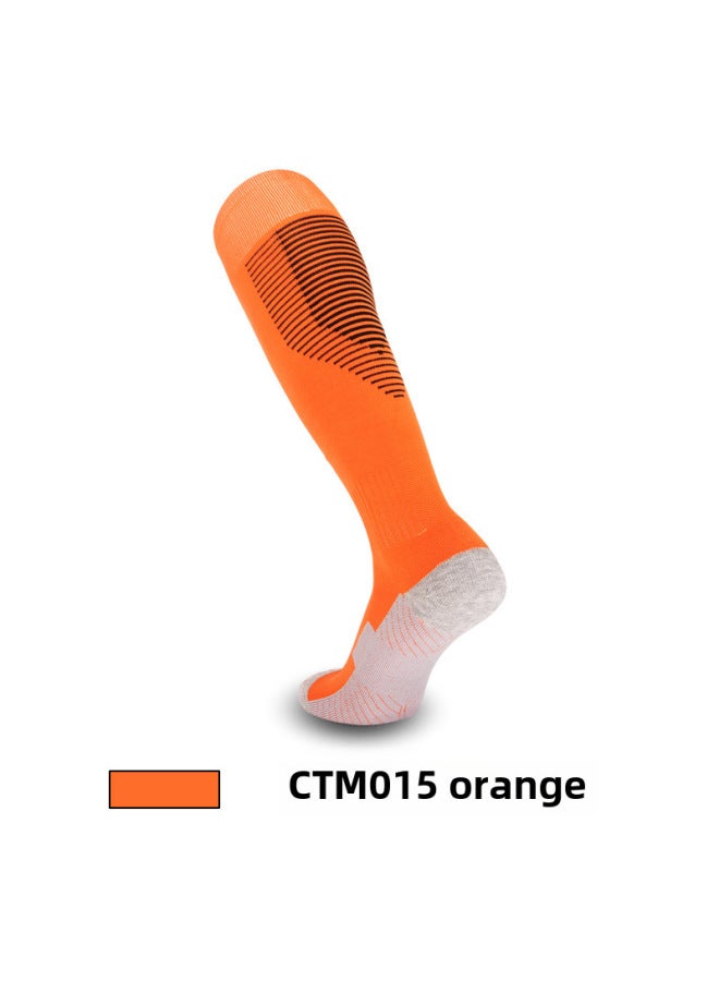 Orange Adult Actual Combat High Football Socks Non-slip Towel Bottom Sports Socks Children Padded Knee Socks Stockings