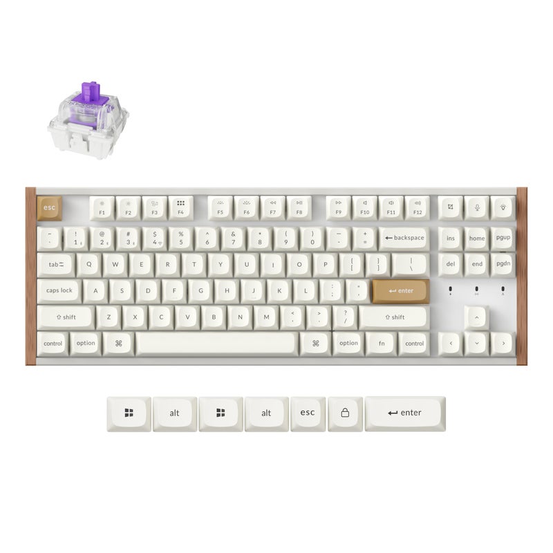 Keychron K8 HE TKL Hall Effect Wireless Mechanical Keyboard, Magnetic Hot-Swappable Switches, Rapid Trigger, QMK/VIA, RGB, 2.4GHz/Bluetooth 5.2/Wired, Aluminum & Wood Frame, Mac Windows Linux - White - Image 1