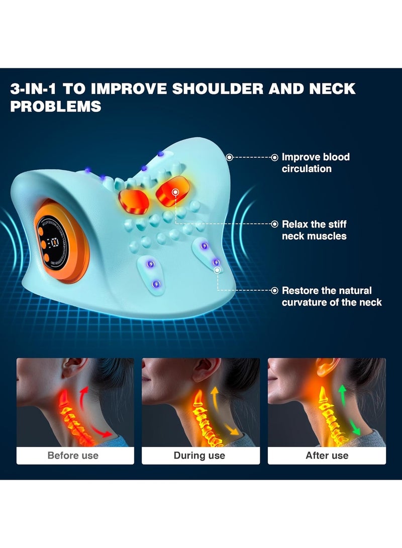 general Neck Massager, Heated Neck and Shoulder Relaxer, 3 Modes, Portable Pillow for Pain Relief and Muscle Relaxation, 26° Angle Cervical Traction Device for Back and Shoulders - Image 2
