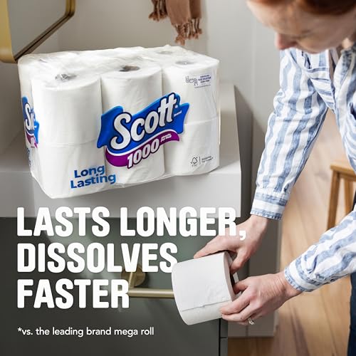 Scott 1000 Toilet Paper, 18 Rolls, Septic-Safe, 1-Ply Toilet Tissue - Image 3
