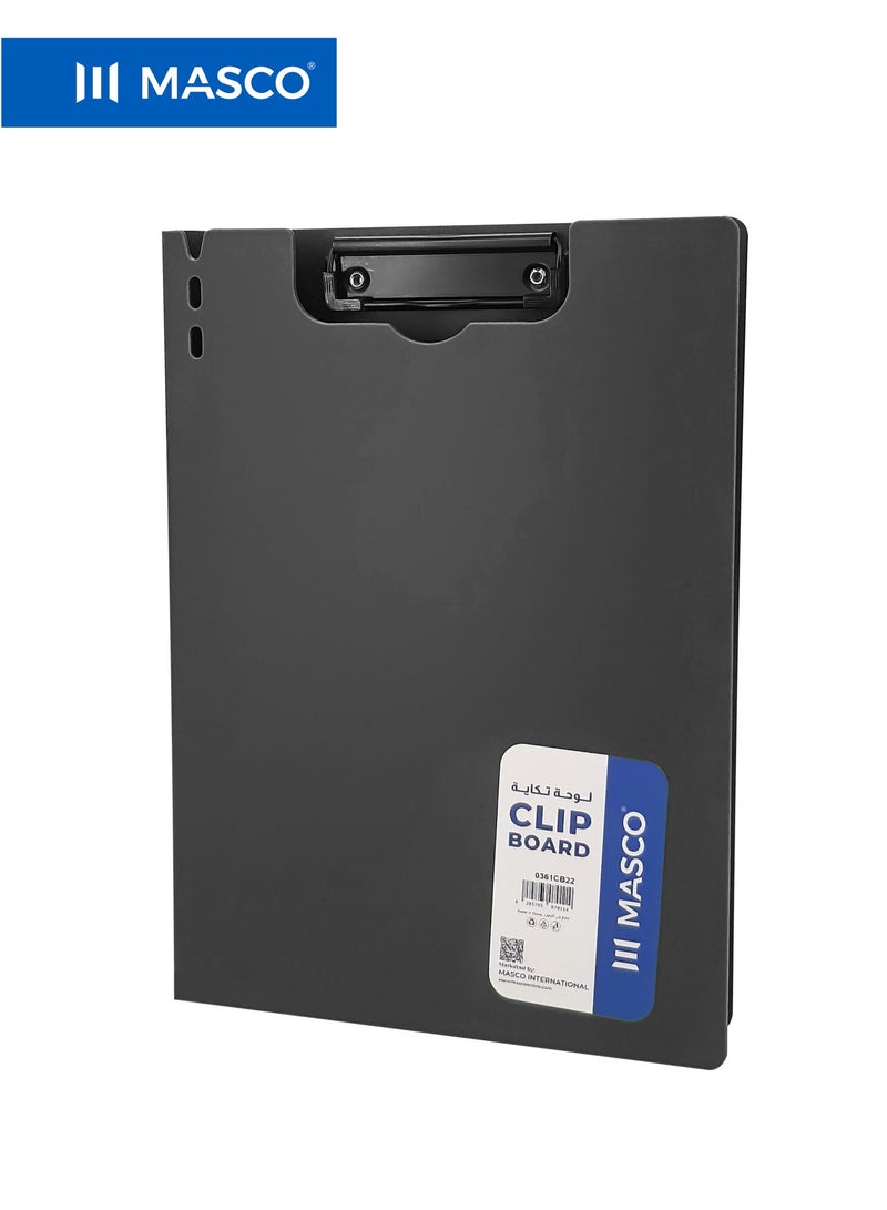 MASCO A4 Clipboard with Strong Metal Clip, Black - Image 1