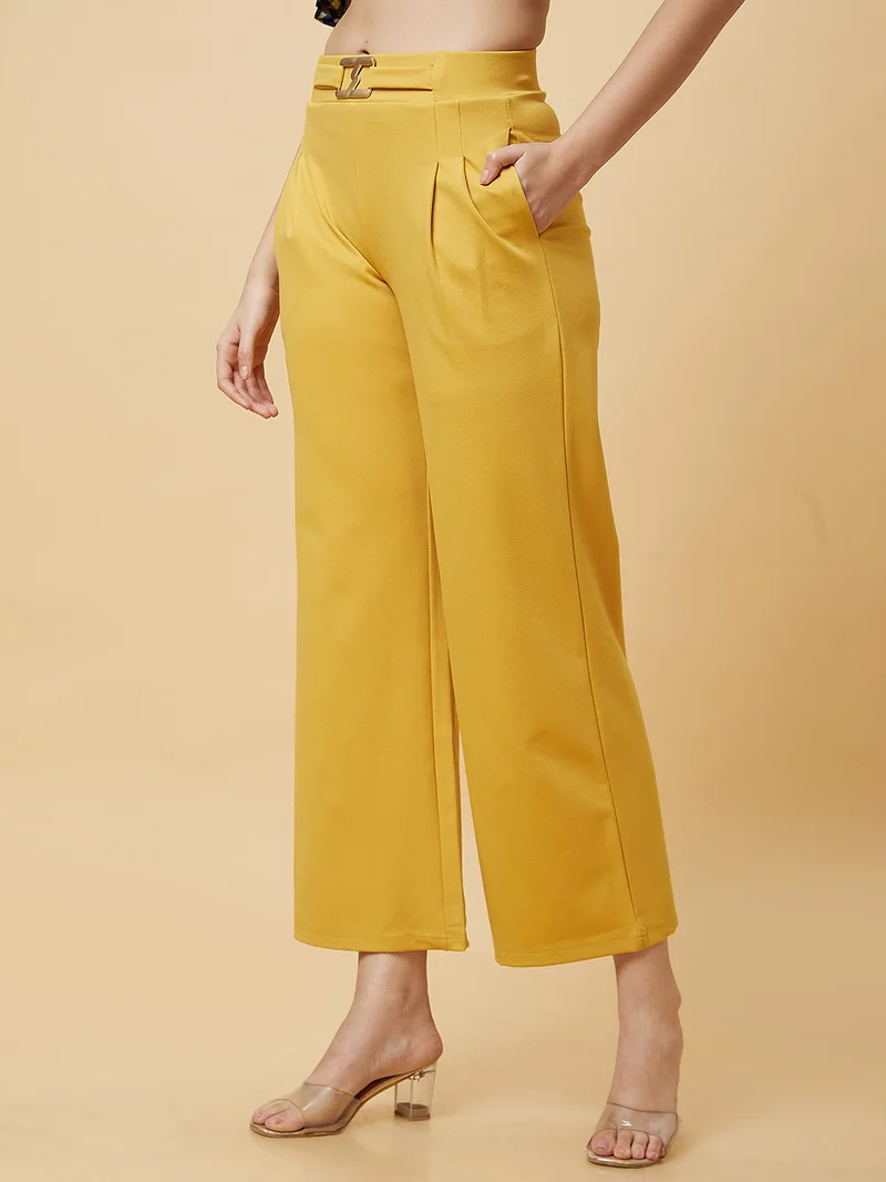 globus Women Loose Fit High-Rise Pleated Trousers