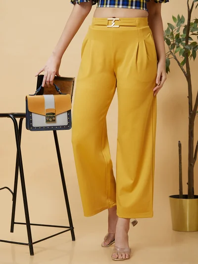 globus Women Loose Fit High-Rise Pleated Trousers