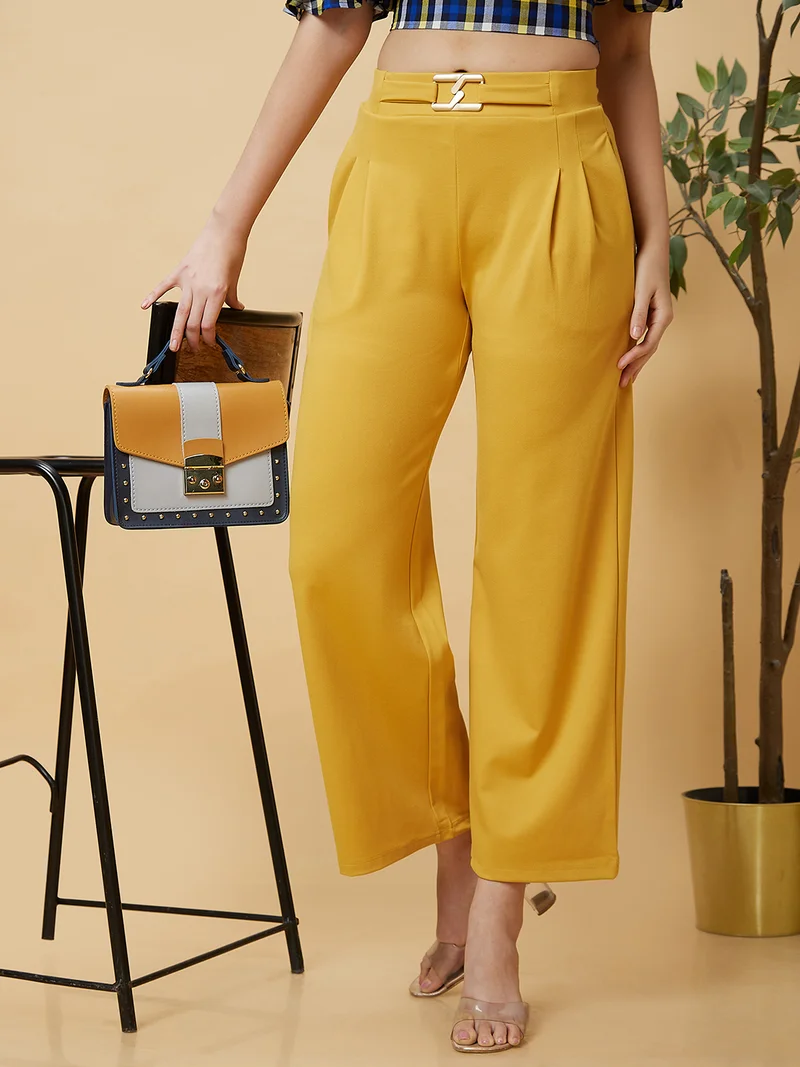 globus Women Loose Fit High-Rise Pleated Trousers
