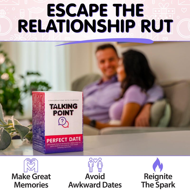 TALKING POINT CARDS 200 Perfect Date Ideas for Couples  Fun Adult Couples Card Game for Date Nights  Enjoy New Experiences Together with an Original Idea on Every Card - Image 3
