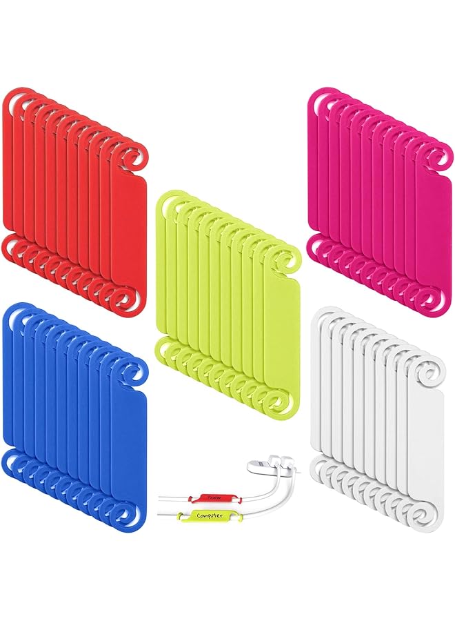 PROMASS promass 60 PCS Multicolor Cable Labels Cable Tags Cable Management Labels Write on Cord Identification Tags for USB Computer Phone Charger  - Image 1