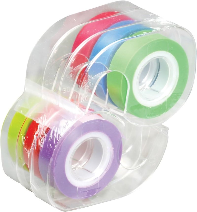 Lee Products Co. Removable Highlighter Tape, Assorted Colors, 0.5" x 720", 6 Count
