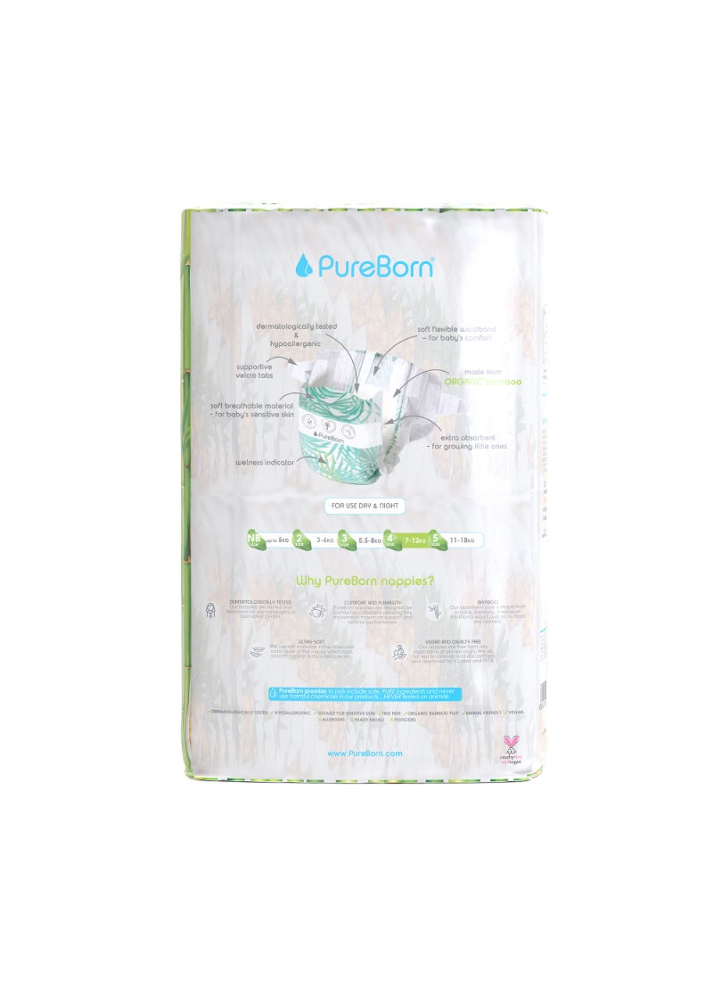 PureBorn Organic Bamboo Tape Style Diapers Pineapple Size 4 48 Diapers - Image 2