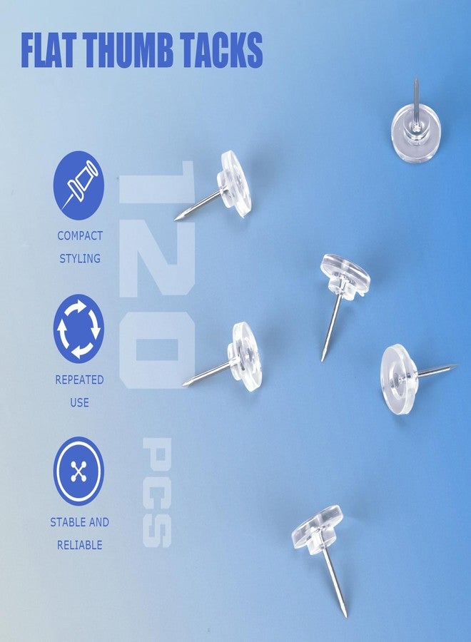 KIAFUM 120 Count Clear Push Pin Tacks, Premium Thumb Tacks Steel Point and Plastic Flat Head for Photo Wall, Bulletin Board, Home Office Use - Image 5