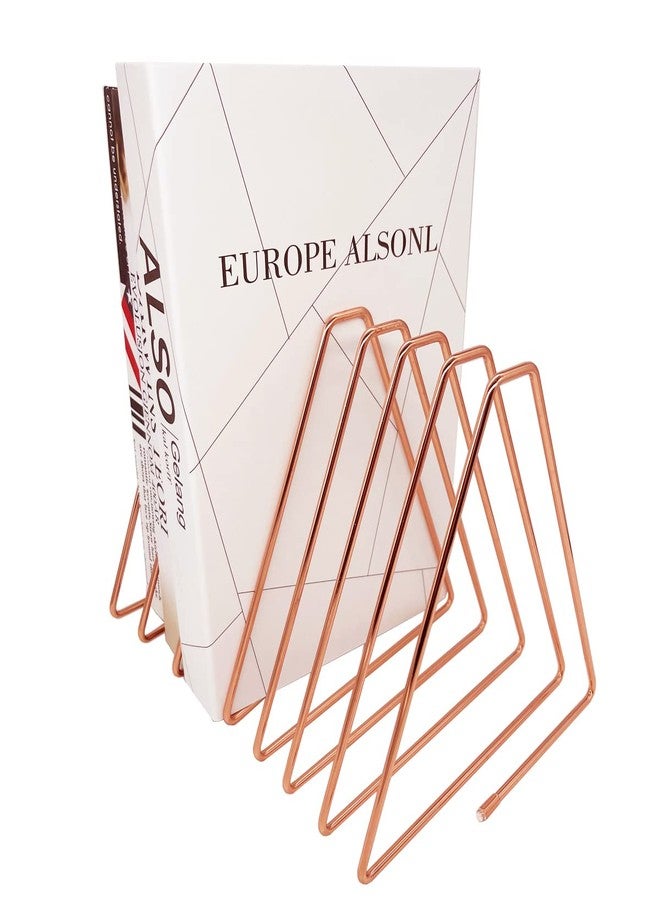 JIARI Decorative Book Organizer Magazine Holder, Desktop File Sorter Organizer Bookshelf Bookends Book End, Telescopic Metal Bookend 7 Section (Rose Gold) - Image 5
