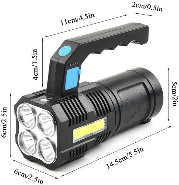 Zipron Zipron LED Flashlight USB Rechargeable High Lumens Tactical Light with Sidelight 4X LED Zoomable Handheld Super Brightest Flashlights Portable Torch for Outdoor Camping Emergency Lantern  - Image 4