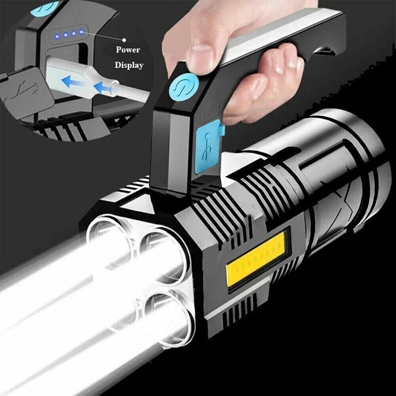 Zipron Zipron LED Flashlight USB Rechargeable High Lumens Tactical Light with Sidelight 4X LED Zoomable Handheld Super Brightest Flashlights Portable Torch for Outdoor Camping Emergency Lantern  - Image 5