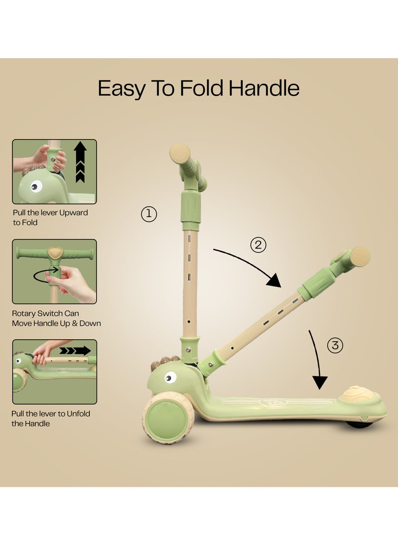 HOCC - Snuggle Buggy Foldable Baby Scooter with Adjustable Height (3 Levels) - Green - Image 1