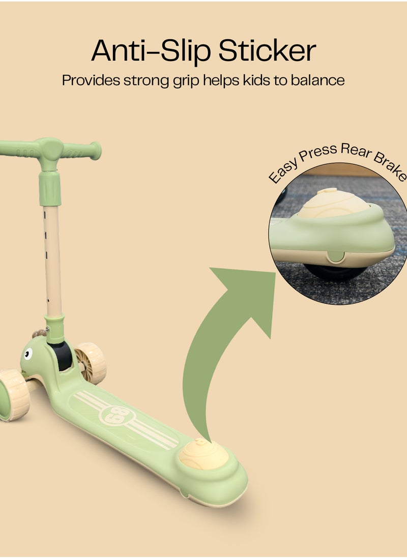 HOCC - Snuggle Buggy Foldable Baby Scooter with Adjustable Height (3 Levels) - Green - Image 1