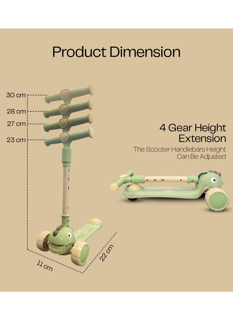 HOCC - Snuggle Buggy Foldable Baby Scooter with Adjustable Height (3 Levels) - Green - Image 1