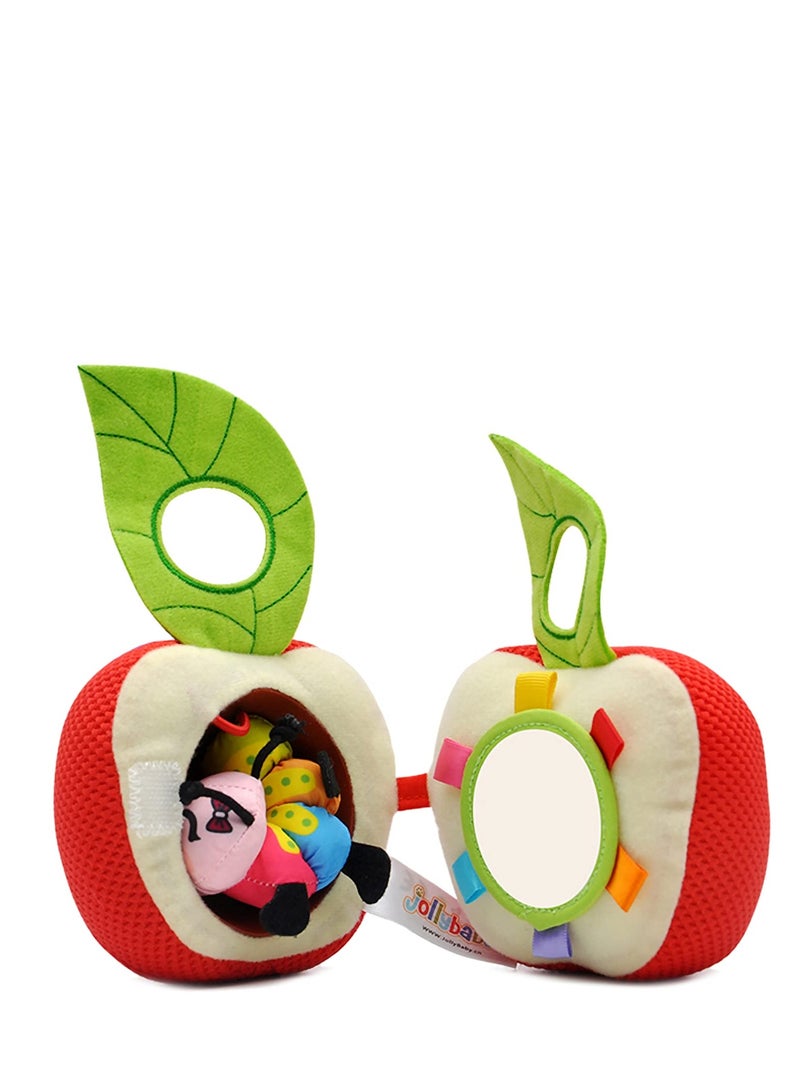 Baby Plush Fruit Doll Toys, Baby Education Toys Caterpillars Eat Fruit Avocado Toys Bed Hanging Baby's Comfort Toy Ringing Bed Bell For Gift for Infant boy & Girl 3 Months+(Apple)  - Image 1