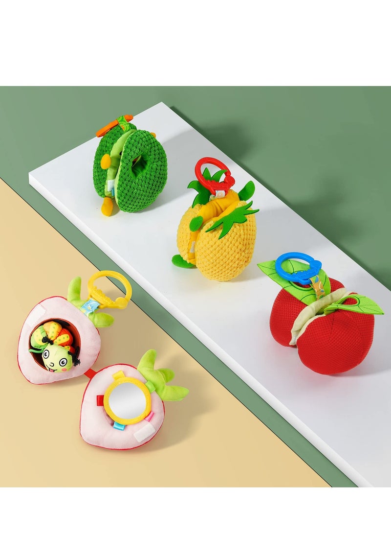 Baby Plush Fruit Doll Toys, Baby Education Toys Caterpillars Eat Fruit Avocado Toys Bed Hanging Baby's Comfort Toy Ringing Bed Bell For Gift for Infant boy & Girl 3 Months+(Apple)  - Image 3