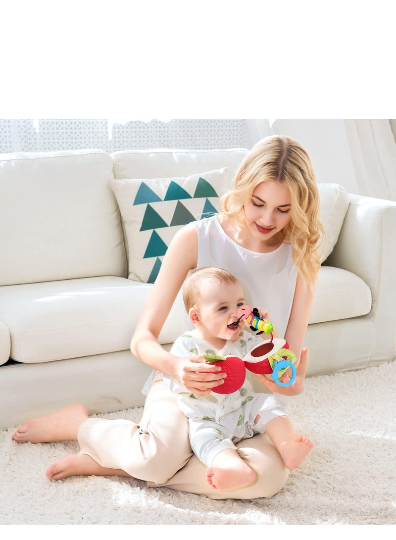 Baby Plush Fruit Doll Toys, Baby Education Toys Caterpillars Eat Fruit Avocado Toys Bed Hanging Baby's Comfort Toy Ringing Bed Bell For Gift for Infant boy & Girl 3 Months+(Apple)  - Image 5