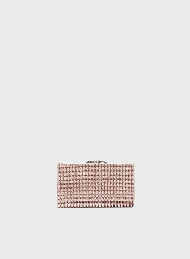 QUIZ Pink Jewel Clip Frame Bag