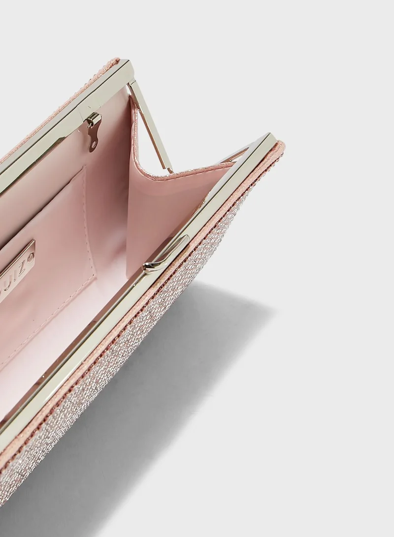 QUIZ Pink Jewel Clip Frame Bag