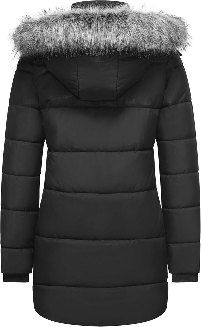 GGleaf Women's Winter Thicken Puffer Coat Warm Snow Jacket with Fur Removable Hood - Image 2