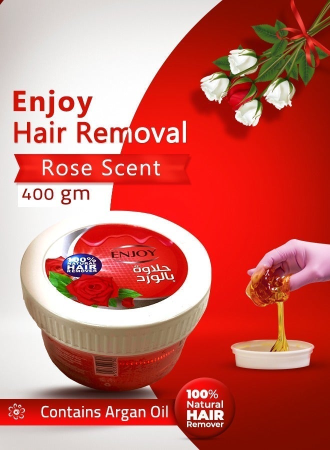 ENJOY Hair Remover Paste with Rose – 400g | 100% Natural Sugar Wax | Gentle & Refreshing Hair Removal | Smooth & Silky Skin | Long-Lasting Results | Enriched with Natural Rose Extract - Image 5