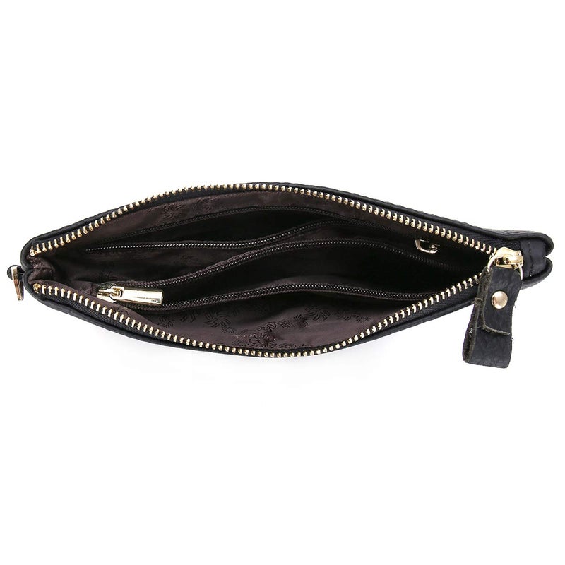 imeetu Women's Wristlet Clutch Purse Leather Cell Phone Wallet Handbag with Wrist Strap (Black) - Image 5