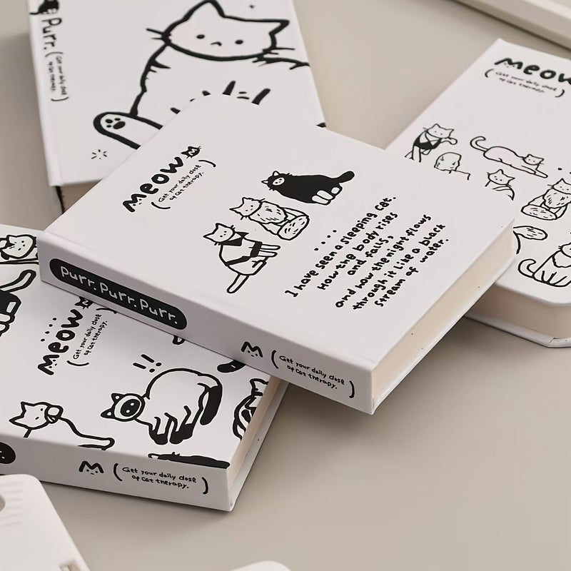 Japanese Style Hand Drawn Cat Notebook 4pcs Mixed Portable Hardcover Mini - Image 2