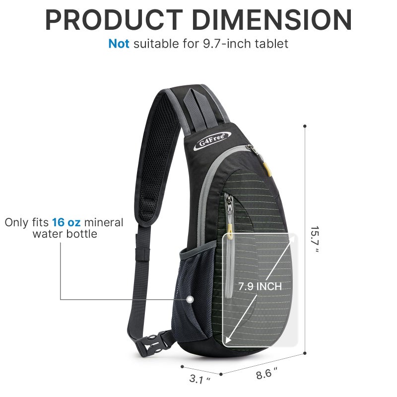 G4Free حقائب سلاينغ للرجال من G4Free حقيبة ظهر صغيرة عبر الجسم حقيبة سلاينغ على الصدر (أسود) - Image 4