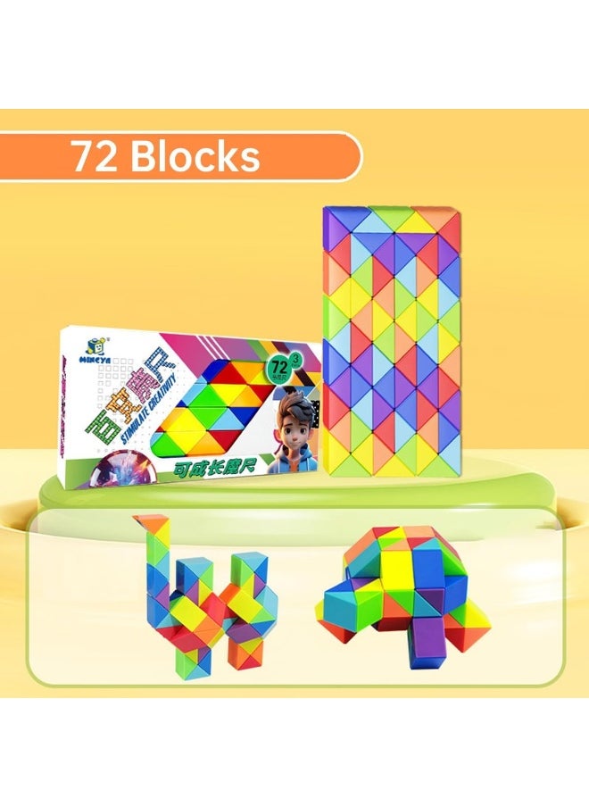 ECVV - Magic Ruler Fidget Snake Cube Twist Puzzle Magic Snake Sensory Toys Collection Brain Teaser, Dice Fidget Toys for Kids Adults Teens(72 Sections: 126cm) - Image 1