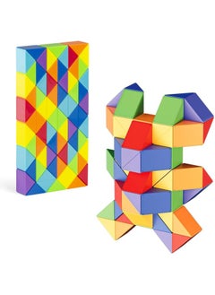 Magic Ruler Fidget Snake Cube Twist Puzzle Magic Snake Sensory Toys Collection Brain Teaser, Dice Fidget Toys for Kids Adults Teens(72 Sections: 126cm)