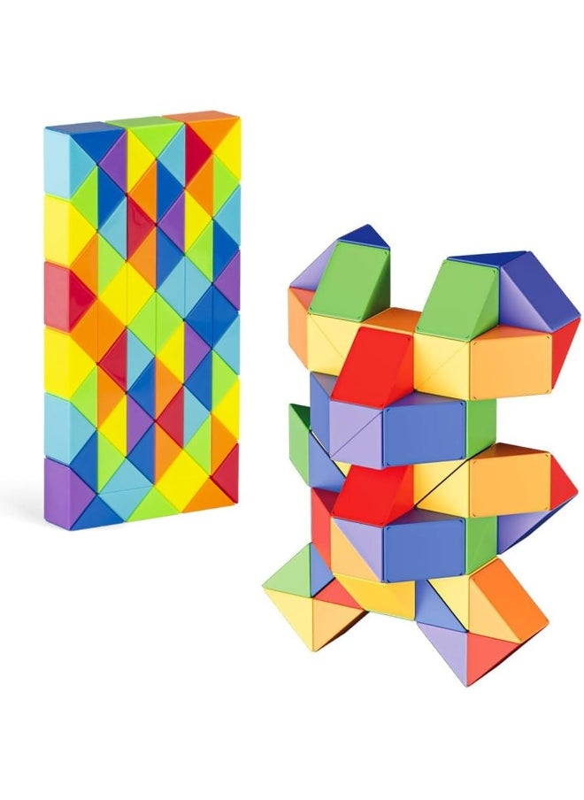 ECVV - Magic Ruler Fidget Snake Cube Twist Puzzle Magic Snake Sensory Toys Collection Brain Teaser, Dice Fidget Toys for Kids Adults Teens(72 Sections: 126cm) - Image 1