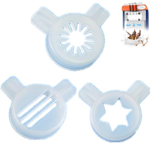 3 Pcs Soft Serve Ice Cream Maker Plastic Spout Cap Accessory Ice Cream Machine Parts 3in1 Fancy Hexagram Star Styling Cap Snowflakes Styling Cap Sandwiches Styling Cap 29mm Inner Diameter