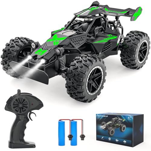 ACAMMZAR Remote Control Car 118 High Speed RC Cars for Kids 20KMH Monster RC Truck Off Road with Lights Toys for Boys Green - Image 1