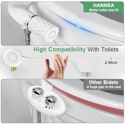 HANNEA® Bidet Attachment for Toilet with Handle Bidet Jet Spray for Toilet with Dual Nozzles, Bidet Toilet Seat Water Spray Non-Electric Cleaning for Toilet Adjustable Water Pressure - Image 4